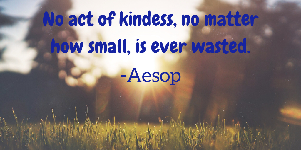 No act of kindess, no matter how small, is ever wasted.
